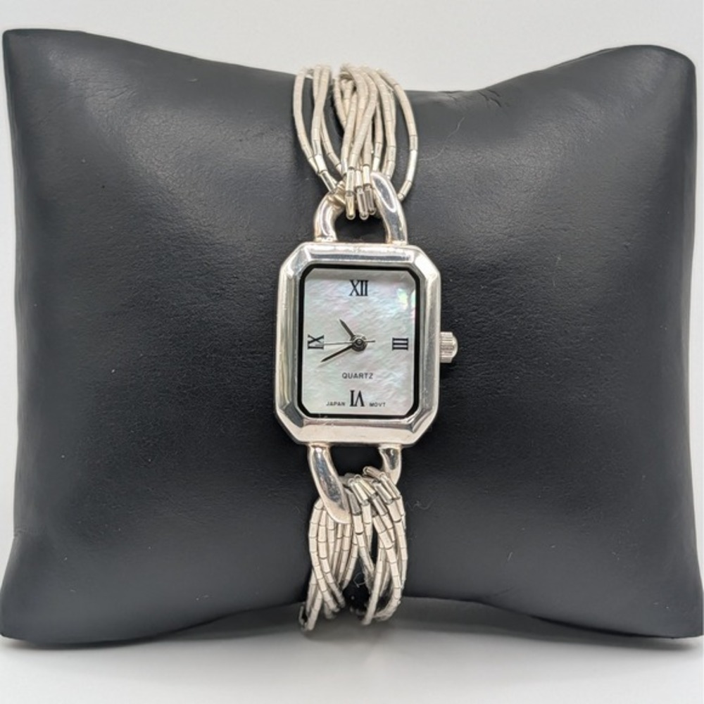 Shube's Sterling Silver 925 MOP Dial Liquid Silver‎ Bracelet Watch Quartz Toggle